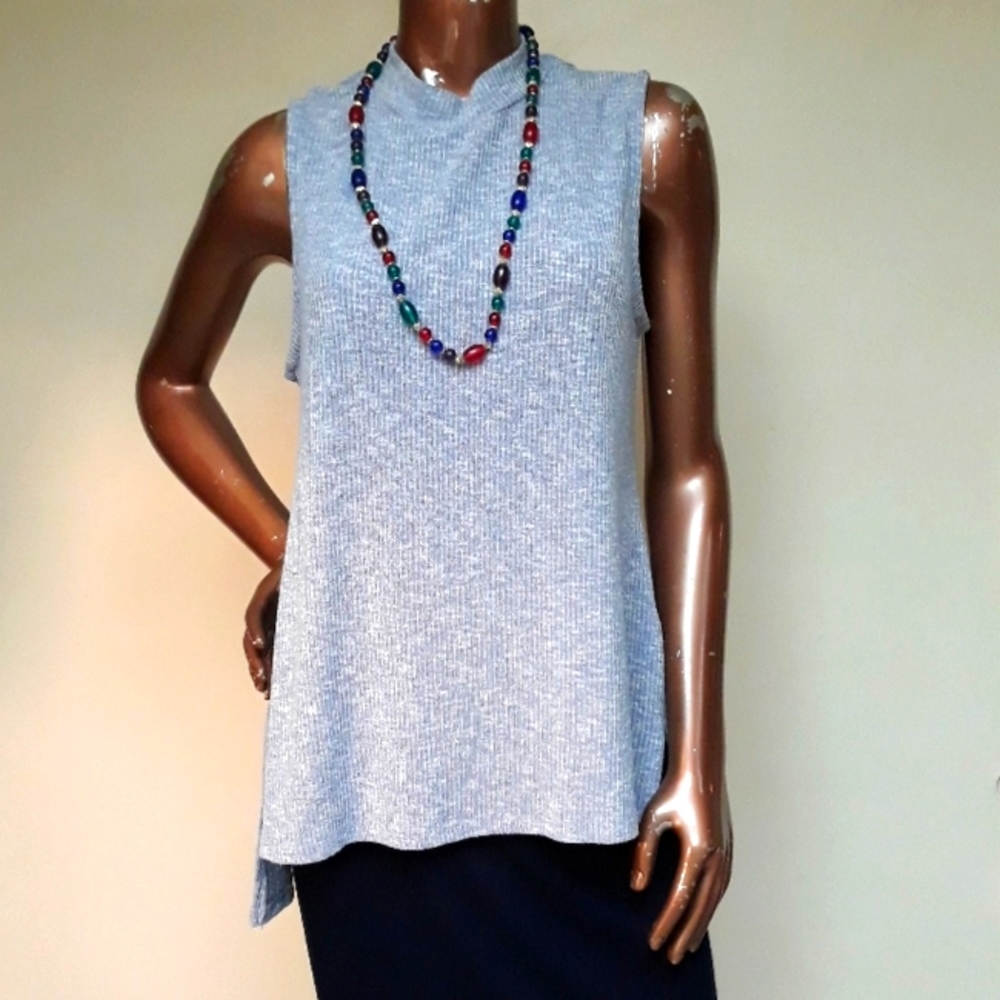 Style & Co Ribbed Grey/blue high/low Tunic